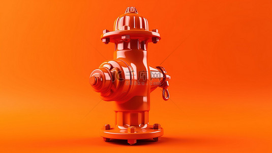 防火栓处背景图片_带有单色消防栓的火橙色背景的 3d 渲染