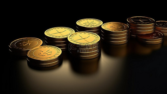 忠实粉丝背景图片_在 3D 渲染的黑暗背景下，为忠实客户提供闪闪发光的奖金硬币