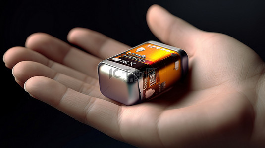 充满力量背景图片_手握充满电的电池的 3d 图标