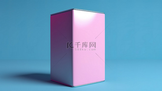 粉色牛奶背景图片_蓝色背景上粉色牛奶或果汁纸盒的双色调风格 3D 渲染