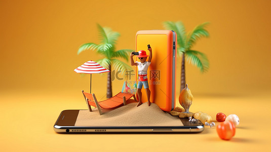 使用空白智能手机在线预订暑假的插图
