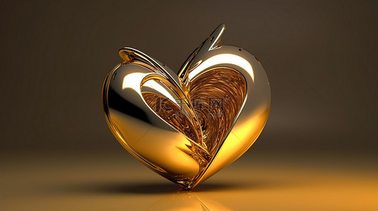 金色爱心背景图片_金色心形的 3D 插图