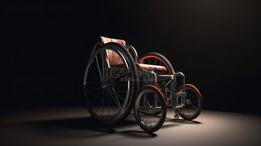 医院轮椅背景图片_3D 渲染中由皮革制成的设计师轮椅