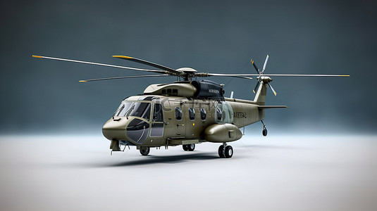 天空灰色背景图片_灰色背景军用运输或救援直升机的 3D 插图