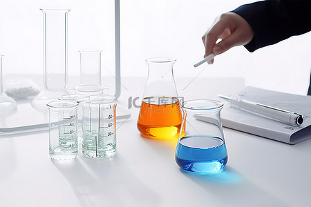 实验室助理正在制作液体测试样品