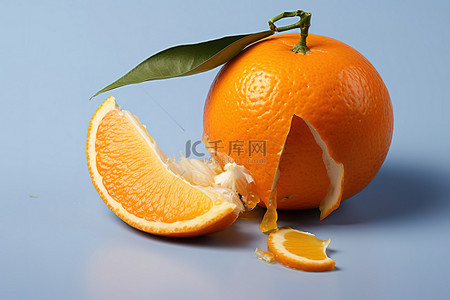 橙子脆片棉花背景图片_一片橙子伴随