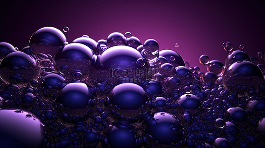 带有 3d 气泡的紫色背景