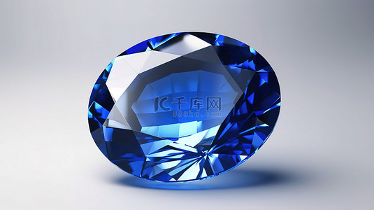 椭圆形蓝色蓝宝石宝石的 3d 渲染