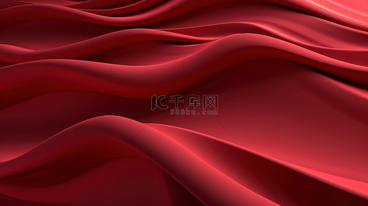 3d 以大胆的红色呈现抽象波