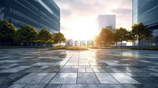 报名入口背景图片_当代建筑前的大片空地逼真的 3D 描绘