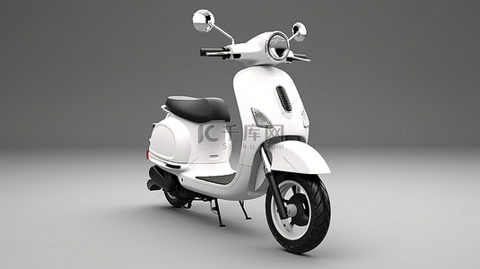 汽车背景背景图片_当代城市轻便摩托车 3D 白色画布上的时尚设计