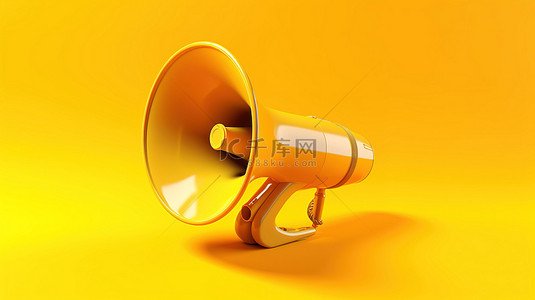 彩色消息背景图片_明亮的黄色扩音器，彩色背景上带有 3D 语音气泡插图