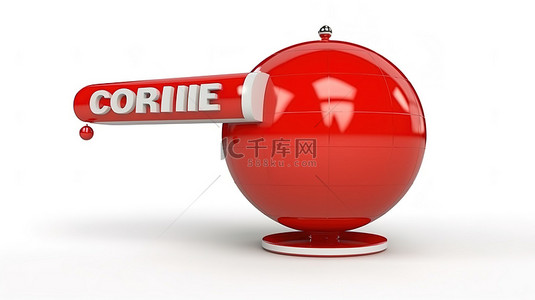 虚拟学习概念 3D 红色麦克风和白色背景下的“广播”标志