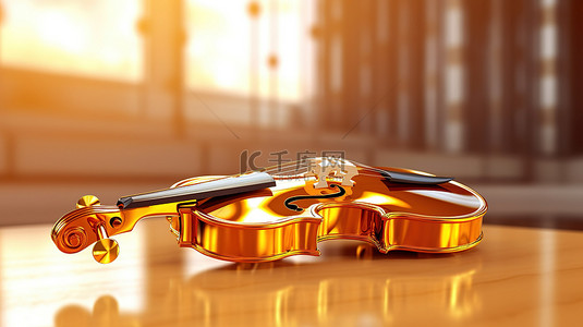 大提琴背景图片_闪闪发光的小提琴，具有 3D 渲染的奢华外观