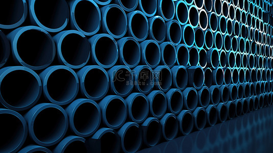 透视图背景图片_3d 渲染中蓝色圆柱壁的透视图