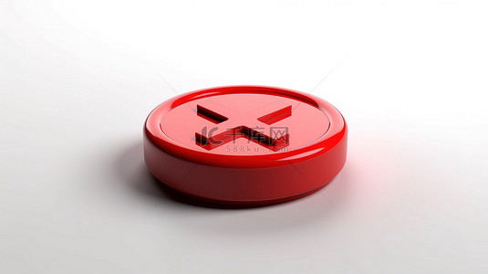 象征和平的孤立红色按钮的 3d 渲染