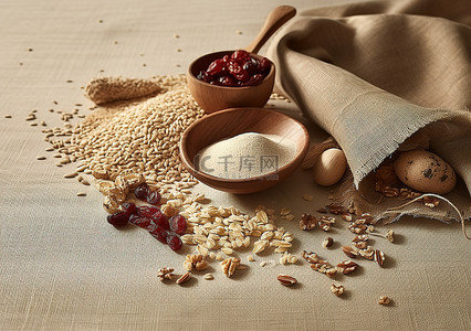 食品坚果背景图片_燕麦坚果和种子
