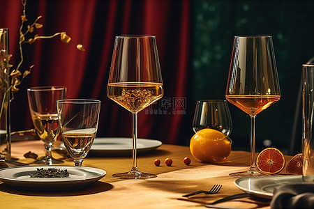 倾倒的酒杯背景图片_一张桌子，上面放着酒杯 gilbeau art fttwq