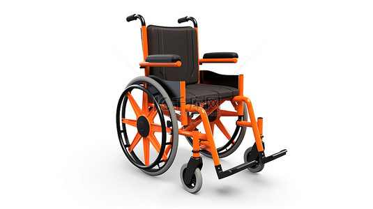 轮椅残疾人背景图片_白色背景上轮椅的 3d 插图