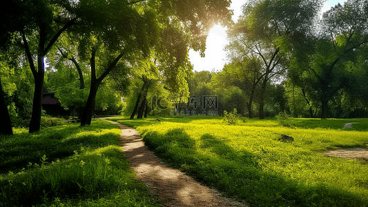 六一游戏背景图片_公园夏天小路背景