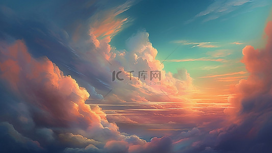 七夕节边框背景图片_天空彩色云朵云海