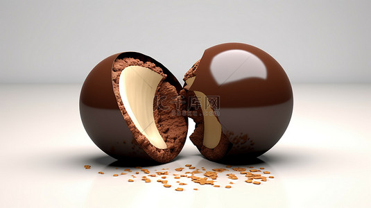 半球背景背景图片_切片巧克力球与 3D 巧克力半球插图