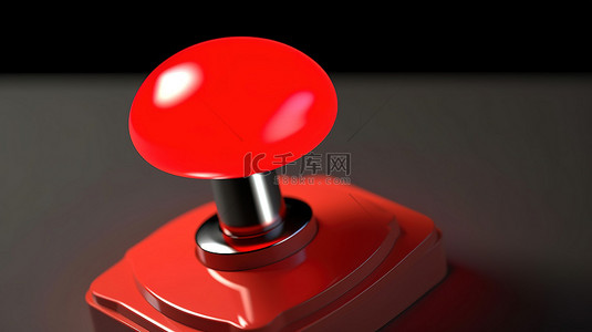 红色警报按钮的 3D 插图，手形光标悬停在其上