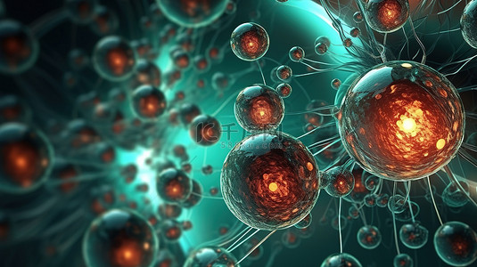 科学背景下细胞结构的 3D 渲染