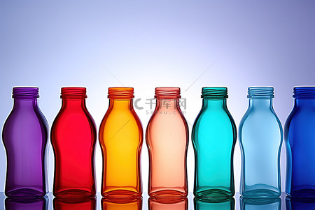 玻璃中的彩虹色玻璃洗发水瓶