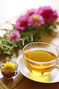 绿茶茶叶背景图片_蒲公英药草和图尔西绿茶