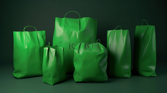 绿色包装背景图片_以 3d 呈现的不同尺寸的各种绿色包装