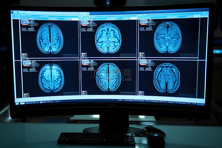 腰椎核磁共振背景图片_核磁共振扫描显示在计算机屏幕上