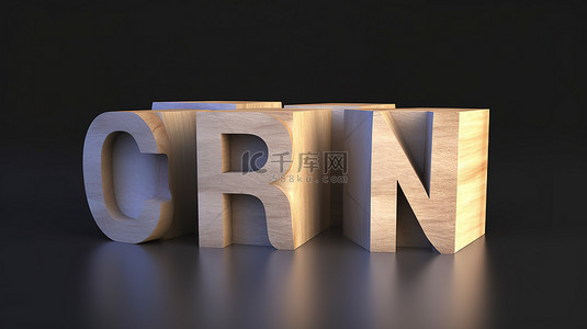 crm背景图片_呈现 3d 木制 crm 文本块的灰色背景