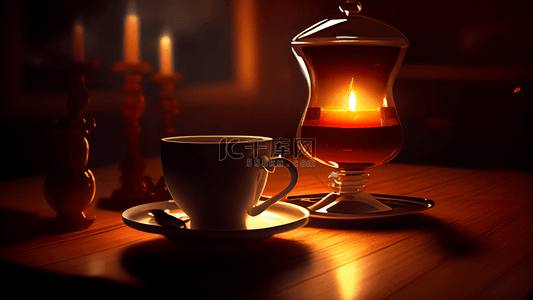 咖啡蜡烛灯光温暖