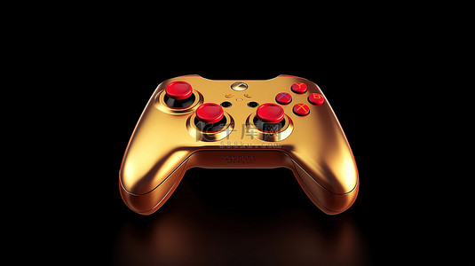 游戏徽标背景图片_标志性游戏手柄红色和金色板，带有金色游戏手柄符号