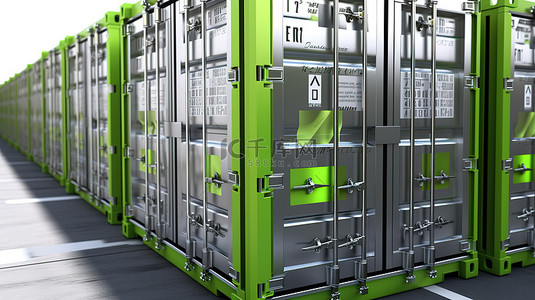 能量电池背景图片_代表能量存储单元的互连电池容器的 3D 渲染
