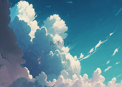 阳光白色背景图片_天空白云美丽插画背景