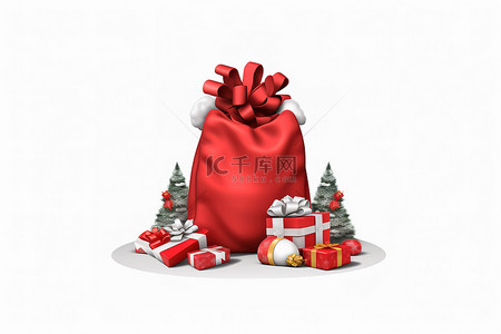 红色袋子里的圣诞礼物 圣诞礼物 PNG 下载