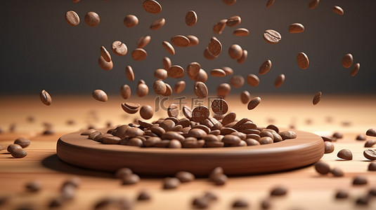 木板巧克力背景背景图片_巧克力片层叠到圆形木板上的 3D 插图
