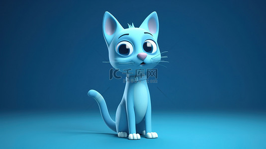 蓝色背景与 3D 猫科动物形象