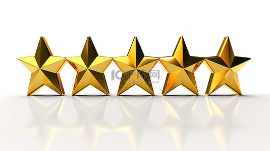 最佳人气奖背景图片_黄色星级评级高质量反馈，5 颗星隔离在 3d 渲染的白色背景上