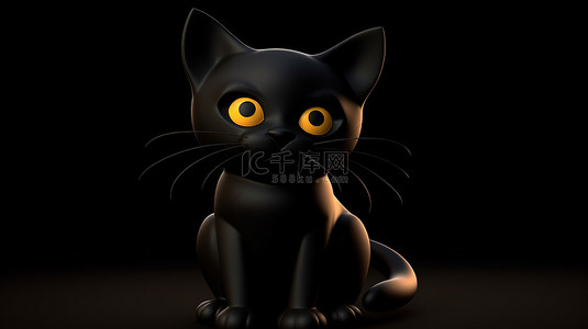 黑色的猫背景图片_光滑的黑色猫科动物的 3d 插图