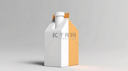 纸箱打包背景图片_白色背景 3D 渲染上用纸板制成的奶油汁或牛奶三角盒模型