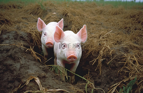两只猪背景图片_两只猪站在草地上