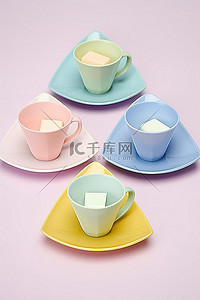 中国风碗碟背景图片_中国 5 件装三角形方形茶酱杯和碟