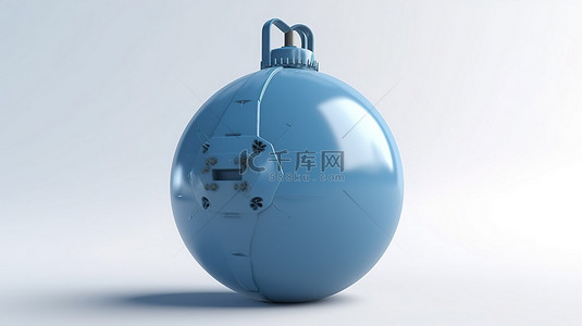炸弹背景背景图片_白色背景下的 3d 蓝色炸弹渲染