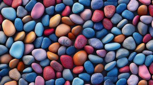 一系列颜色 3D 渲染图案背景中令人惊叹的鹅卵石