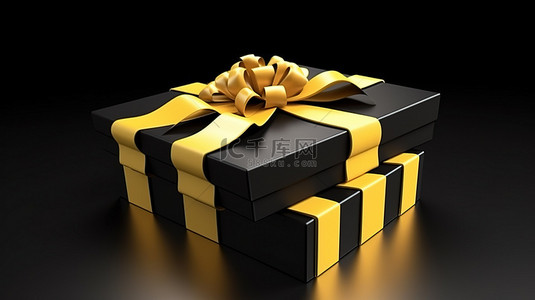 假日黄色和黑色节日礼盒的数字设计