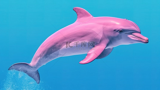 深蓝色海背景背景图片_双色粉红色 tursiops truncatus 是深蓝色大海中令人惊叹的宽吻海豚，以 3D 渲染