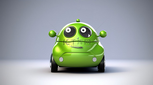 3d 绿色汽车角色的插图